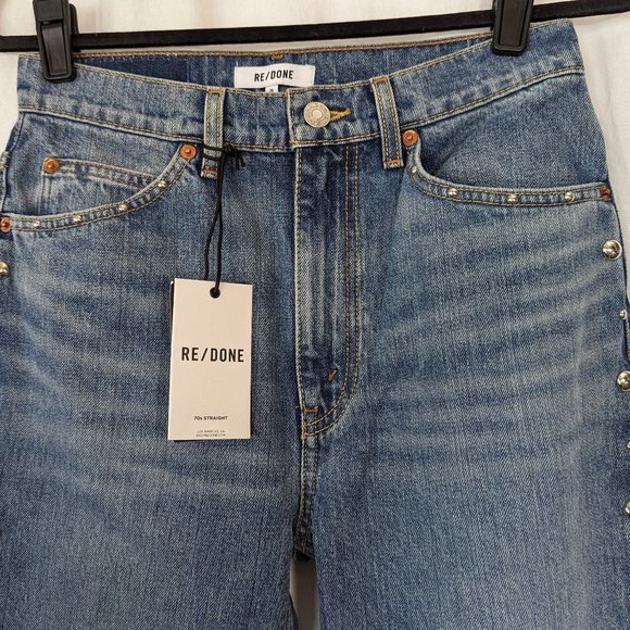 RE/DONE Moonstone Stud 70s Straight Jeans Size 26 - Picture 9 of 16